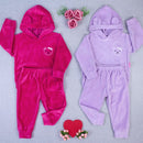 Conjunto Plush Bebê Menina Blusa Com Capuz E Calça